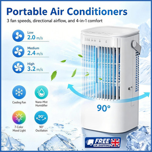 Portable mini air - cooler, 90°
